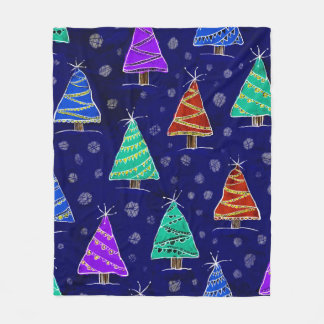 Manta Polar Bosque de árboles de Navidad dibujado al estilo de