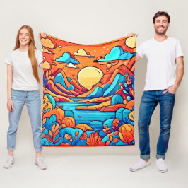 Manta Polar Bosque de dibujos animados arcoíris impresionante