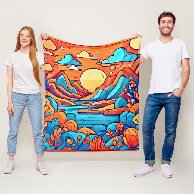 Manta Polar Bosque de dibujos animados arcoíris impresionante (In situ)