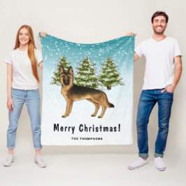 Manta Polar Bosque de Invierno de Pastor Alemán Negro Y Tan Ta