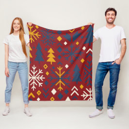 Manta Polar Bosque de invierno festivo Patrón nórdico audaz