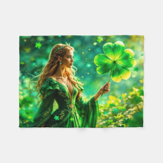 Manta Polar Bosque mágico San Patricio arte de hadas naturales (Frente (Horizontal))