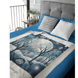 Manta Polar Bosque nórdico iluminado por la luna, personalizab
