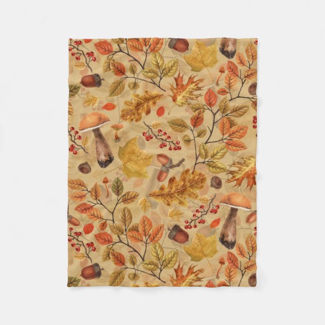 Manta Polar Bosque otoñal en ocre (Anverso)