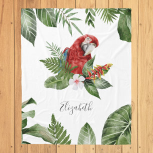 Manta Polar Bosque Tropical Guacamayo Personalizado Nombre