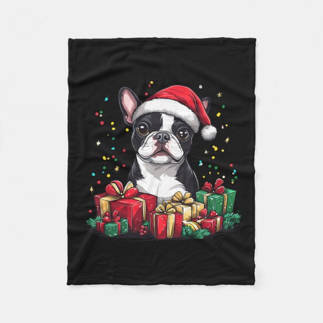 Manta Polar Bostie Do, Navidades divertidos de Boston Terrier  (Anverso)