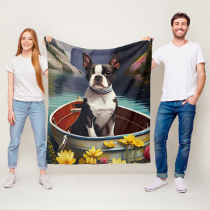 Manta Polar Boston Terrier en un remo: Una aventura escénica