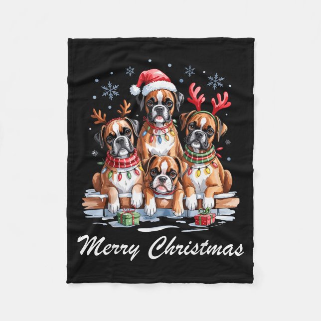 Manta Polar Boston Terrier Merry Christmas Funny Dog Lovers Ho (Anverso)