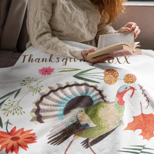 Manta Polar Botánica de Turquía Rústica Elegante (Modern Elegant Turkey Botanical Fleece Blanket)