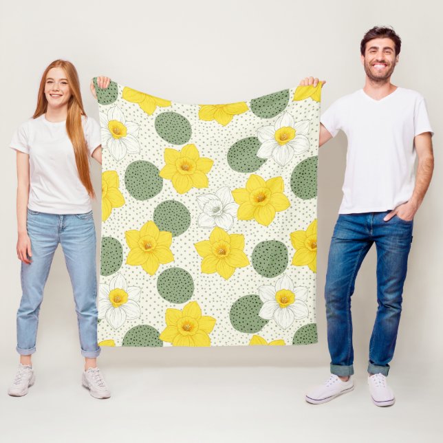 Manta Polar Botanical Daffodil Floral Geometric Pattern (1) (In situ)