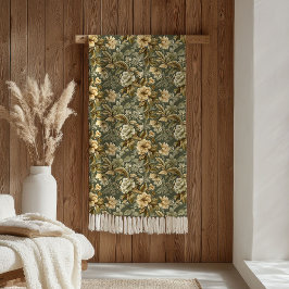 Manta Polar Botanical Green Gold Blanket Luxury Pastel Touch
