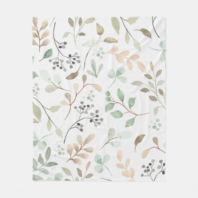 Manta Polar Botanical Leaves Fleece Blanket (Anverso)