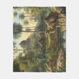 Manta Polar Botánico: dromedarios en la selva cerca de un río