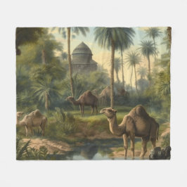 Manta Polar Botánico: dromedarios en la selva cerca de un río