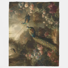 Manta Polar Botánico: tres pavos reales en jardín inglés