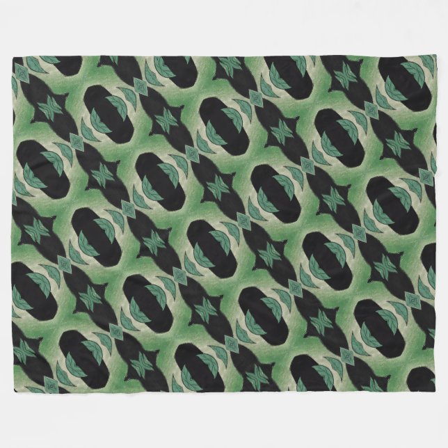 Manta Polar Botánico Verde y Negro (Frente (Horizontal))