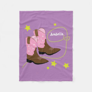 Manta Polar Botas y cuerda rosadas de la vaquera,