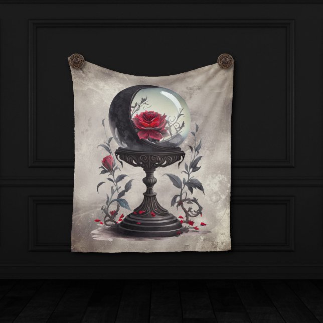 Manta Polar Boudoir | Crystal Ball Crescent Moon Roses rojos (Subido por el creador)