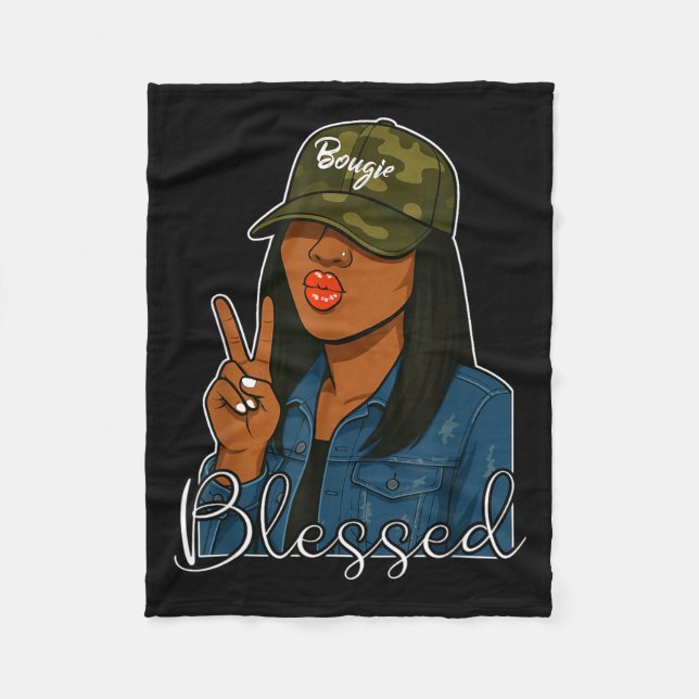 Manta Polar Bougie Blessed Camo Hat Christian Black Woman  (Anverso)