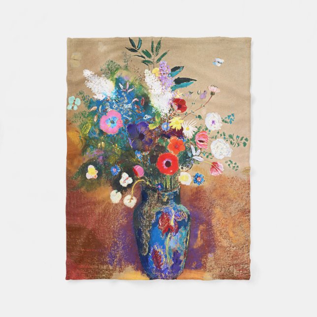 Manta Polar Bouquet de flores de Odilon Redon (Anverso)