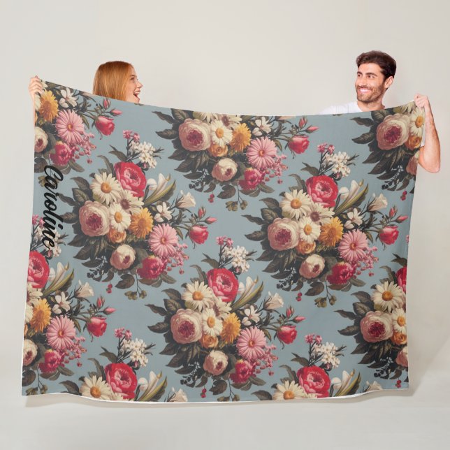 Manta Polar Bouquet De Flores Rojo, Rosa, Blanco Y Amarillo Vi (In situ)