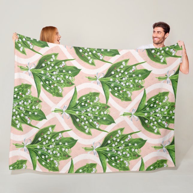 Manta Polar Bouquet de lilas del valle flores en rosa (In situ)