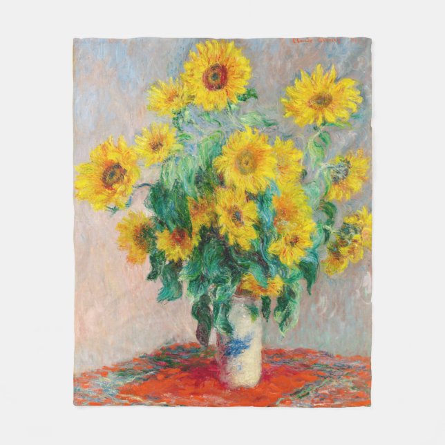 Manta Polar Bouquet de los girasoles Claude Monet (Anverso)