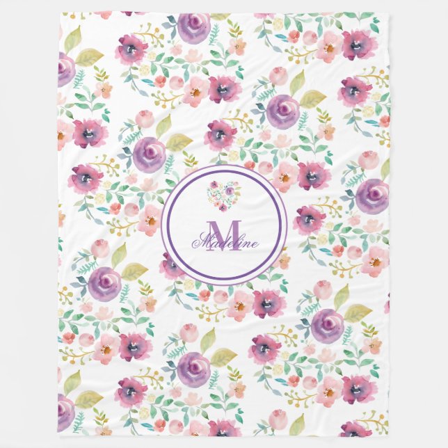 Manta Polar Bouquet floral floral personalizada (Anverso)
