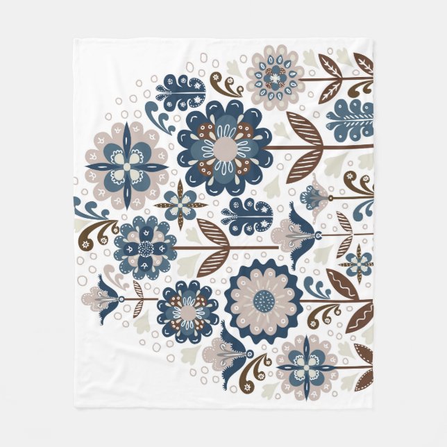 Manta Polar Bouquets multicolores: mano dibujada (Anverso)