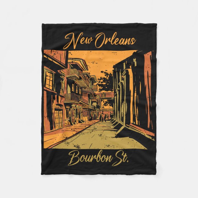 Manta Polar Bourbon Street New Orleans Souvenir Louisiana Mard (Anverso)