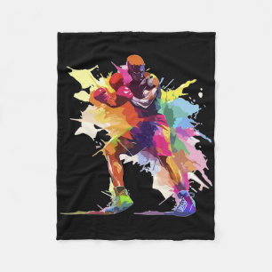 Manta Polar Boxeador Hombre Boxeo Pintura Salpicadura Kickboxe