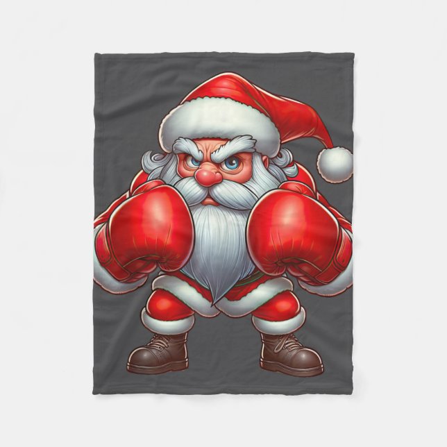 Manta Polar Boxeador jugador de boxeo Papá Noel Feliz Navidad  (Anverso)