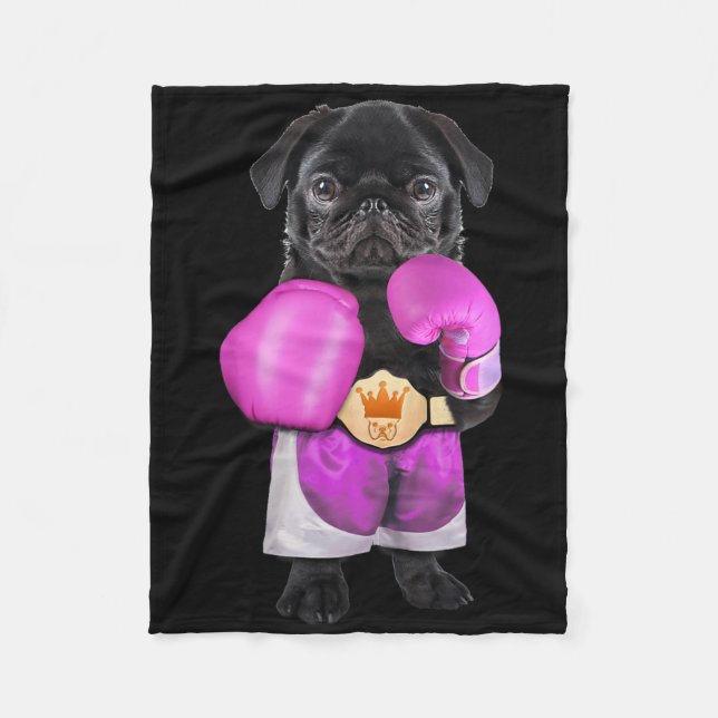 Manta Polar Boxeo de Perro Pug Boxing Gracioso Fitness Gym ent (Anverso)