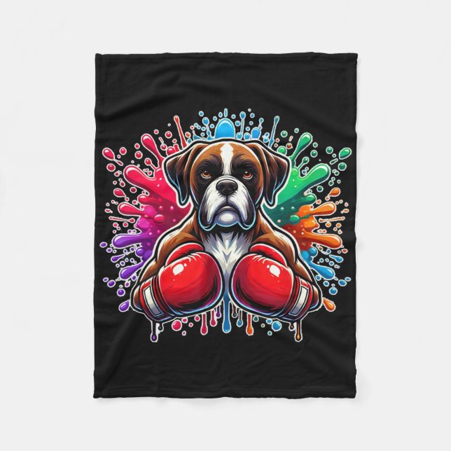 Manta Polar Boxeo divertido Kickboxing Lover Boxer Perro Paint (Anverso)