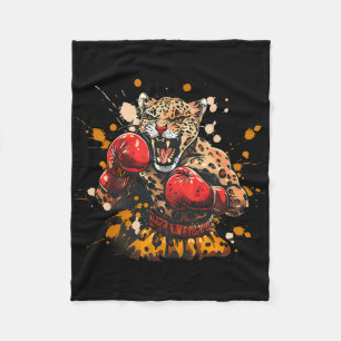Manta Polar Boxeo Leopardo Con Guantes De Boxeo Kickboxing Div