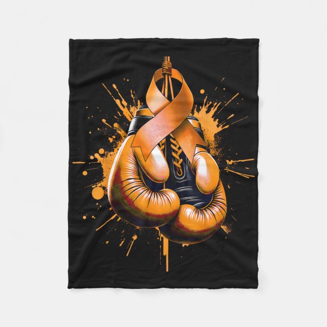 Manta Polar Boxeo Naranja de guantes Cinta Esclerosis Múltiple (Anverso)