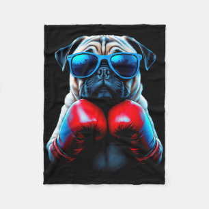 Manta Polar Boxeo Pug Perro Kickboxing Cool 
