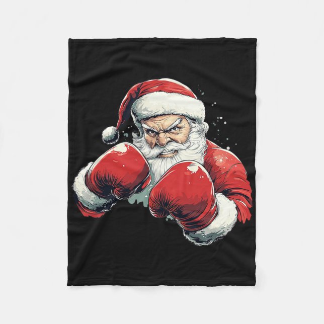 Manta Polar Boxeo Santa Claus - Papá Noel con guante de boxeo (Anverso)