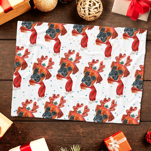 Manta Polar Bóxer Adorable con Cuernos de Reno Navidad (Subido por el creador)