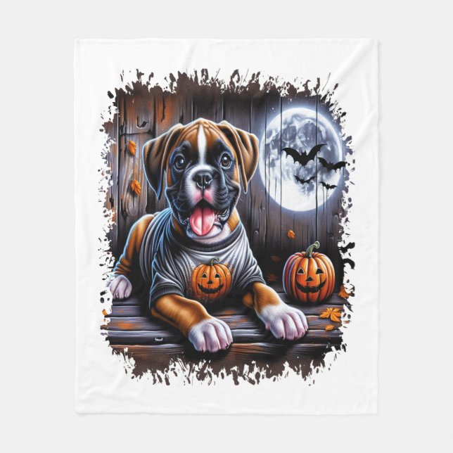 Manta Polar Boxer Dog Halloween (Anverso)