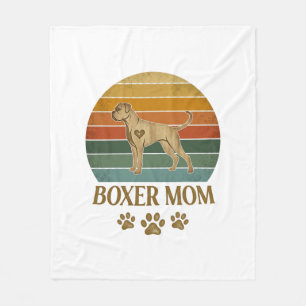 Manta Polar Boxer Mamá Perro Retro Atardecer Huellas De Patas_