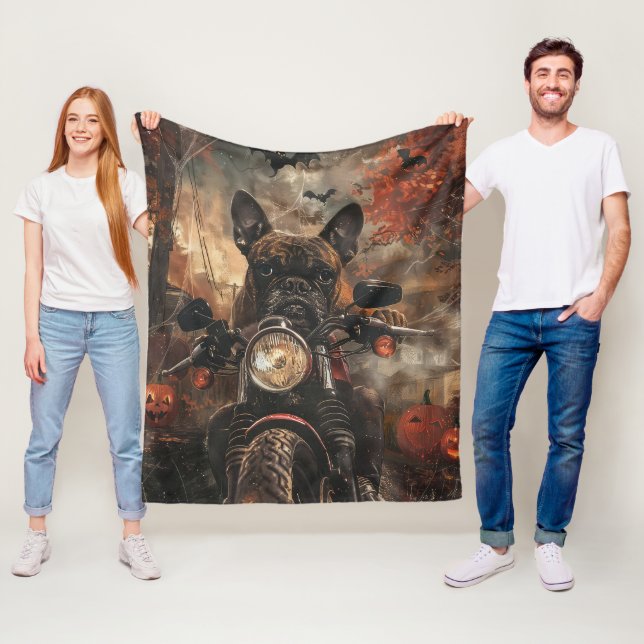Manta Polar Boxer montando motocicleta Halloween Da miedo (In situ)