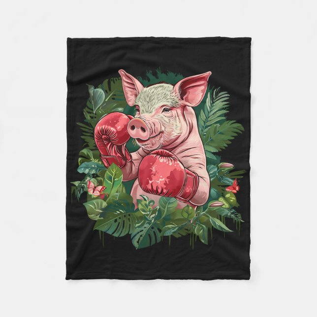 Manta Polar Boxing Pig With Boxing Gloves Kickboxing Funny Box (Anverso)