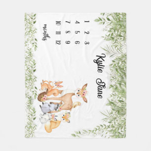 Manta Polar Boy Jungle Animals Personalizado Milesto Mensual d