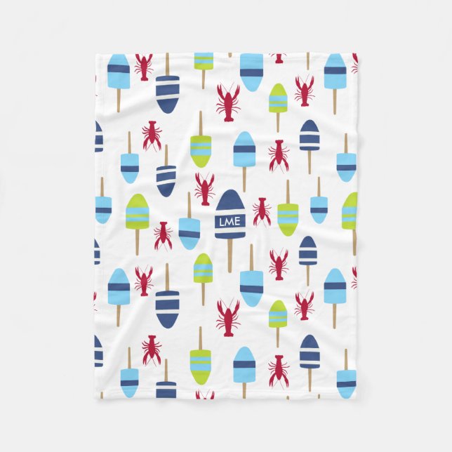 Manta Polar Boya náutica y langosta del tema cones monograma (Anverso)