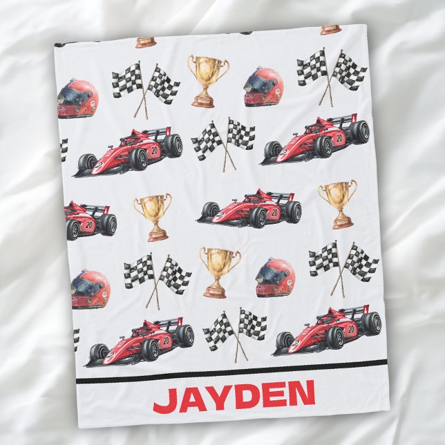 Manta Polar Boys Red Racing Car Personalised Blanket (Subido por el creador)