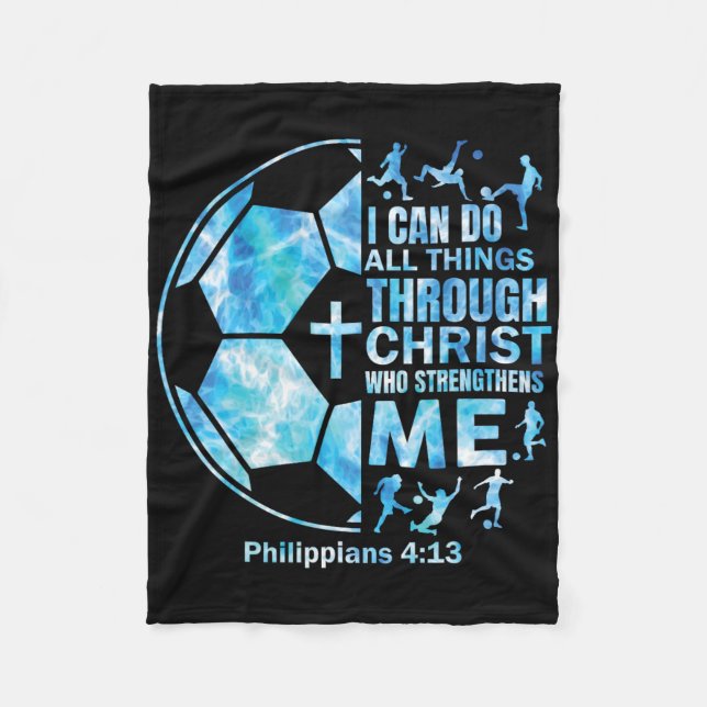 Manta Polar Boys Soccer Christian Shirt I Can Do All Things Re (Anverso)