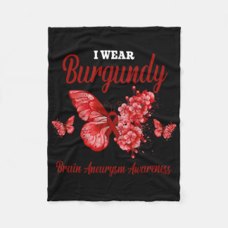 Manta Polar Brain Aneurysm Awareness I Wear Burgundy Butterfly