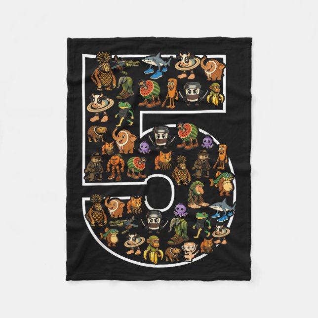 Manta Polar Brainrot italiano Cumpleaños 5 Edad Meme 5 Niños N (Anverso)