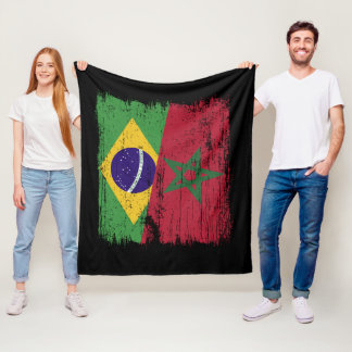 Manta Polar Brasil Marruecos Media Bandera Brasileño Marroquí